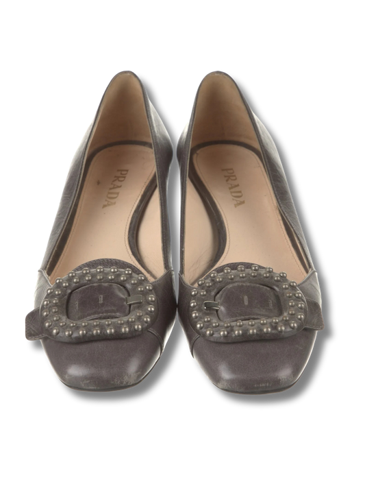 Prada Leather Studded Accents Pumps
